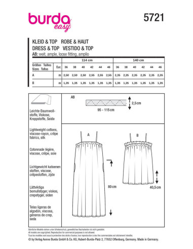 Patrón de vestido y top - Burda 5721