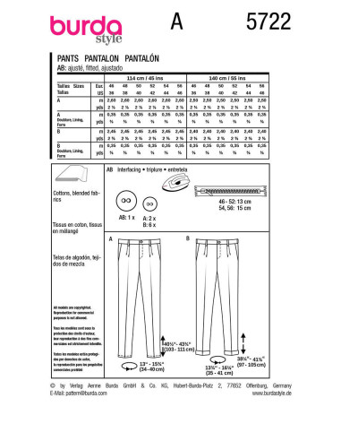 Patrón de pantalón - Burda 5722