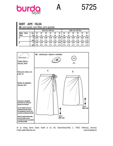 Patrón de falda - Burda 5725