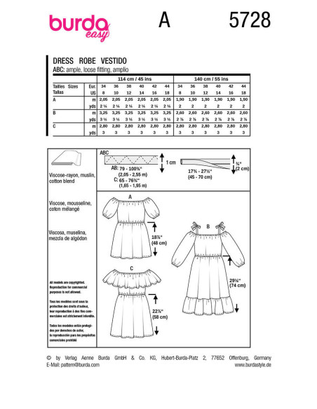 Patrón de vestido - Burda 5728