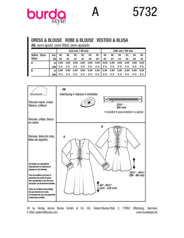Patrón de vestido y blusa - Burda 5732