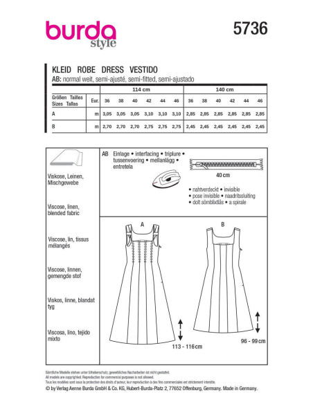 Patrón de vestido - Burda 5736