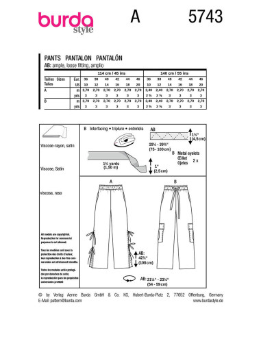 Patrón de pantalón - Burda 5743