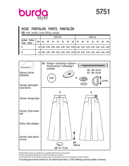Patrón de pantalón - Burda 5751