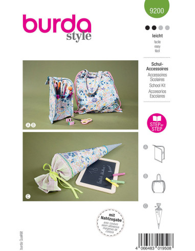 Patrón de accesorios escolares - Burda 9200