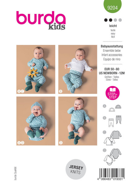 Patrón de conjunto para bebé - Burda 9204