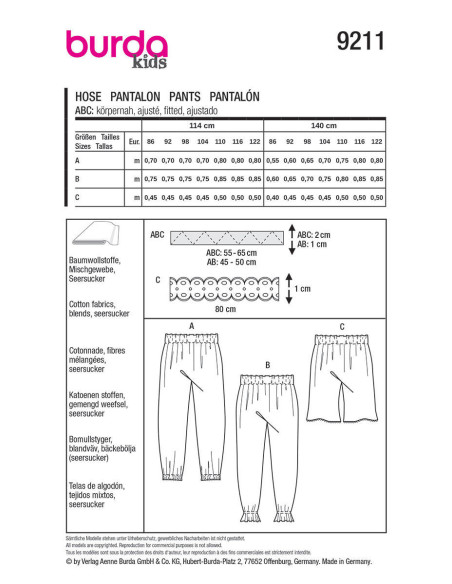 Patrón de pantalón - Burda 9211