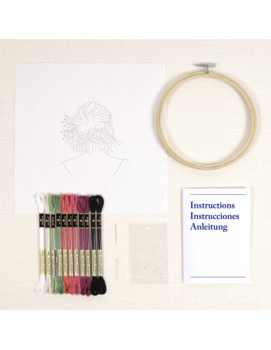 Kit de bordado - Peinado floral