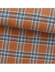 Tela de franela tartán escocés - Naranja y gris