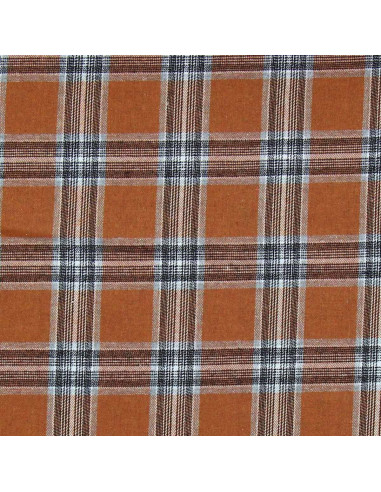 Tela de franela tartán escocés - Naranja y gris