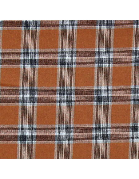 Tela de franela tartán escocés - Naranja y gris