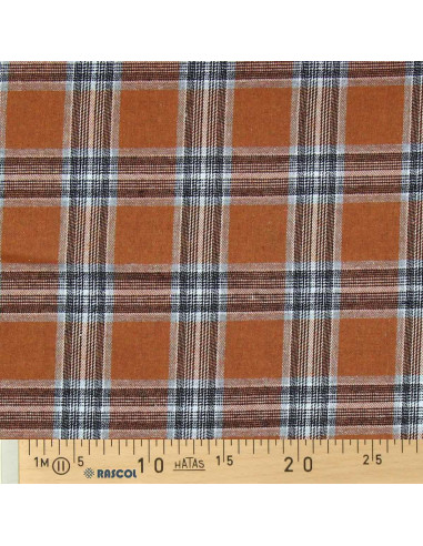 Tela de franela tartán escocés - Naranja y gris