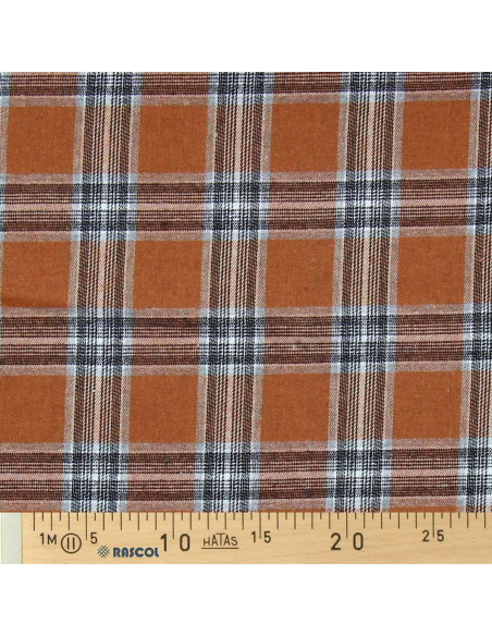 Tela de franela tartán escocés - Naranja y gris