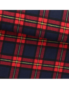 Tela de franela tartán escocés - Azul y rojo