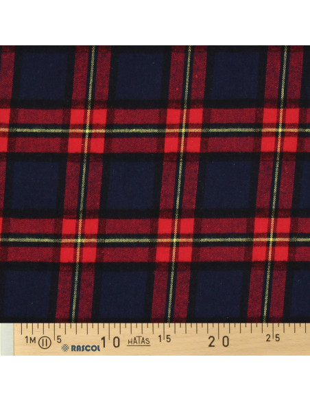 Tela de franela tartán escocés - Azul y rojo