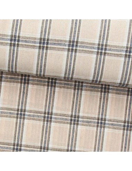 Tela de franela tartán escocés - Beige y gris