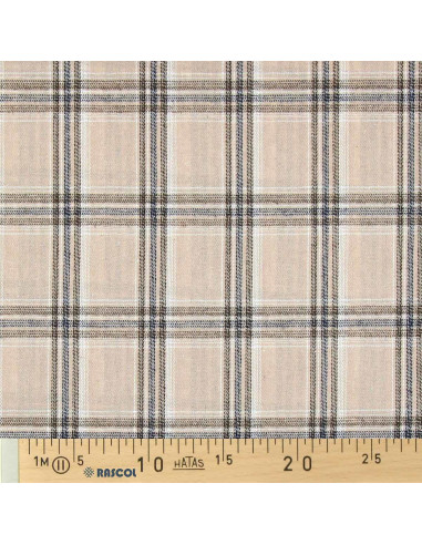 Tela de franela tartán escocés - Beige y gris