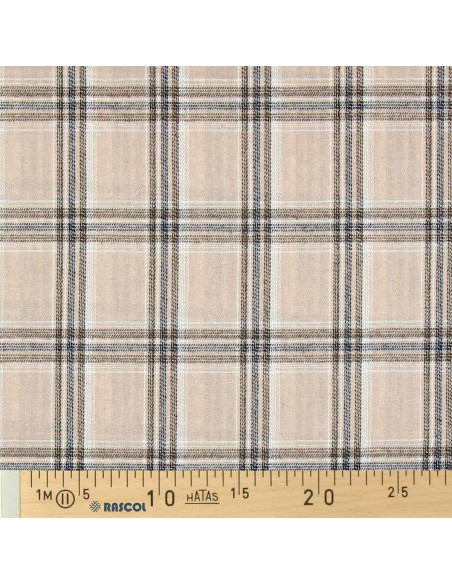 Tela de franela tartán escocés - Beige y gris