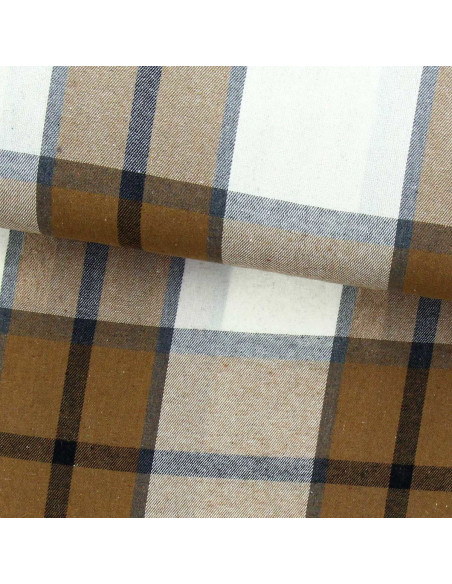 Tela de franela tartán escocés - Beige, crudo y gris