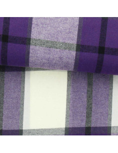 Tela de franela tartán escocés - Violeta y crudo