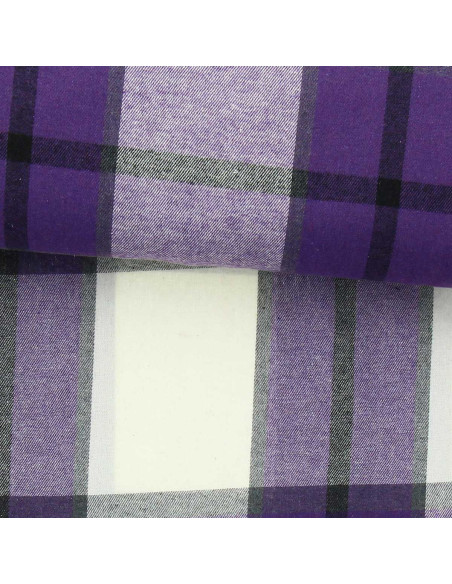 Tela de franela tartán escocés - Violeta y crudo