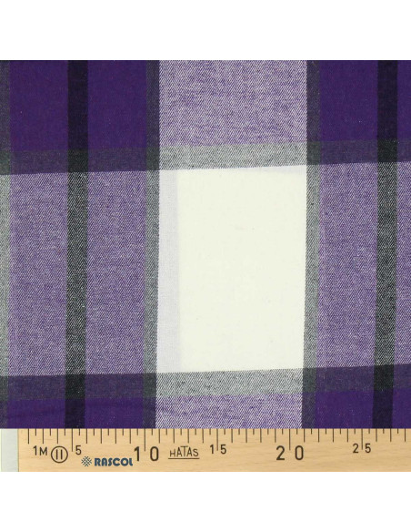Tela de franela tartán escocés - Violeta y crudo