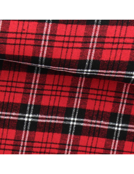 Tela de franela tartán escocés - Rojo, negro y blanco