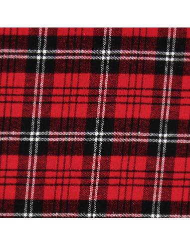 Tela de franela tartán escocés - Rojo, negro y blanco