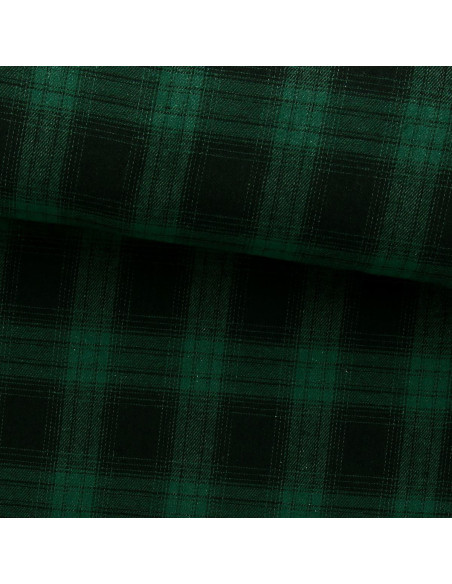 Tela de franela tartán escocés - Verde y negro
