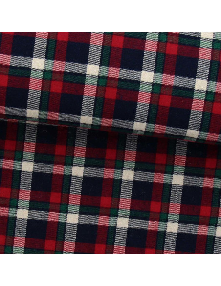 Tela de franela tartán escocés - Rojo, azul y verde