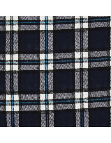 Tela de franela tartán escocés - Azul marino y negro