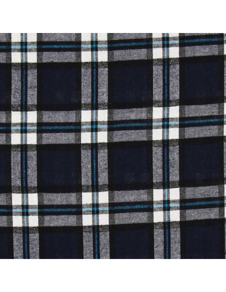 Tela de franela tartán escocés - Azul marino y negro
