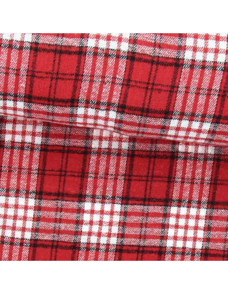Tela de franela tartán escocés - Rojo y blanco