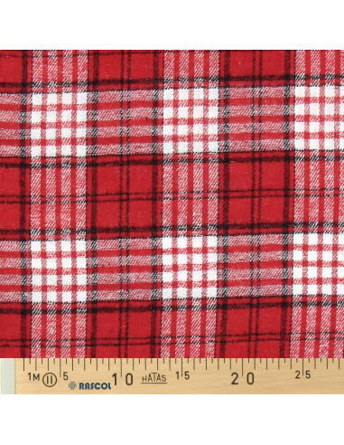 Tela de franela tartán escocés - Rojo y blanco