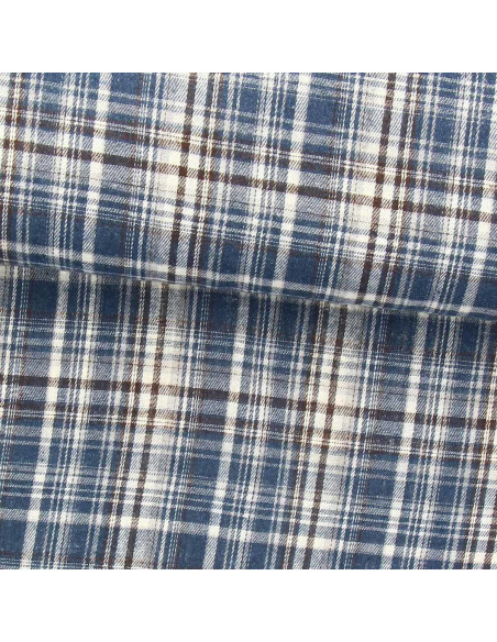 Tela de franela tartán escocés - Azul, blanco y negro