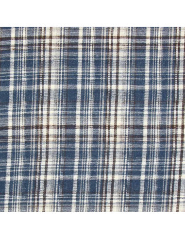 Tela de franela tartán escocés - Azul, blanco y negro