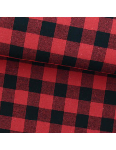 Tela de franela tartán escocés - Rojo y negro
