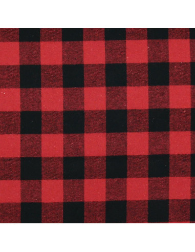 Tela de franela tartán escocés - Rojo y negro