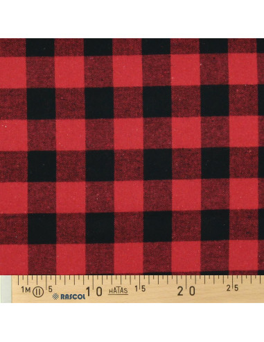 Tela de franela tartán escocés - Rojo y negro