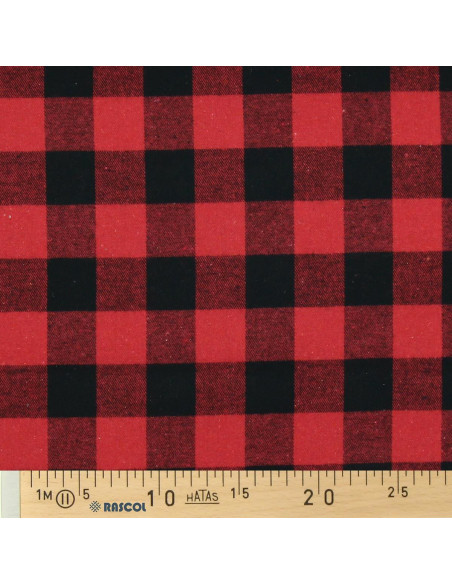 Tela de franela tartán escocés - Rojo y negro