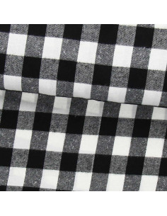 Tela de franela tartán escocés - Negro y blanco