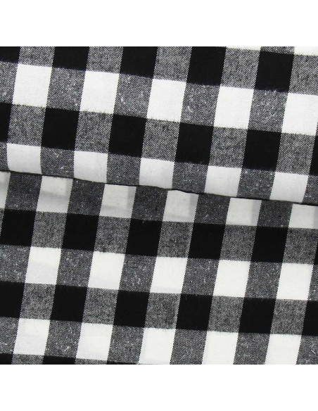 Tela de franela tartán escocés - Negro y blanco