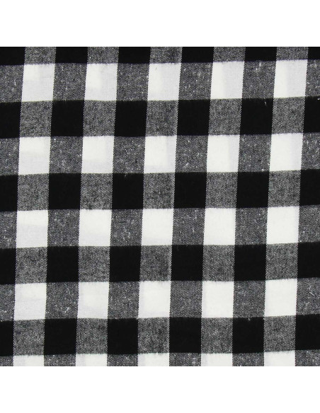 Tela de franela tartán escocés - Negro y blanco