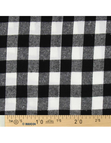 Tela de franela tartán escocés - Negro y blanco