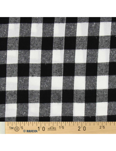Tela de franela tartán escocés - Negro y blanco