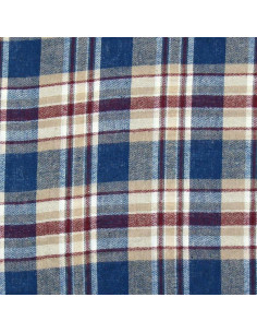 Tela de franela tartán escocés - Azul, beige y rojo 2