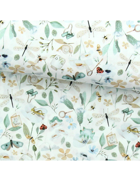 Tejido popelina de algodón - Nato blanco y verde