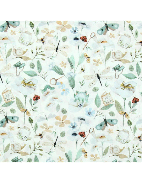 Tejido popelina de algodón - Nato blanco y verde