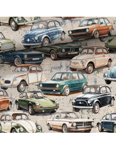 Tejido de algodón premium - Coches de colección