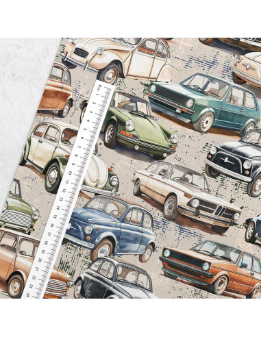 Tejido de algodón premium - Coches de colección